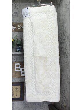 NWT Home Weavers Classy 100% Cotton Bath Rug Mat Runner Ivory Off White 21x54